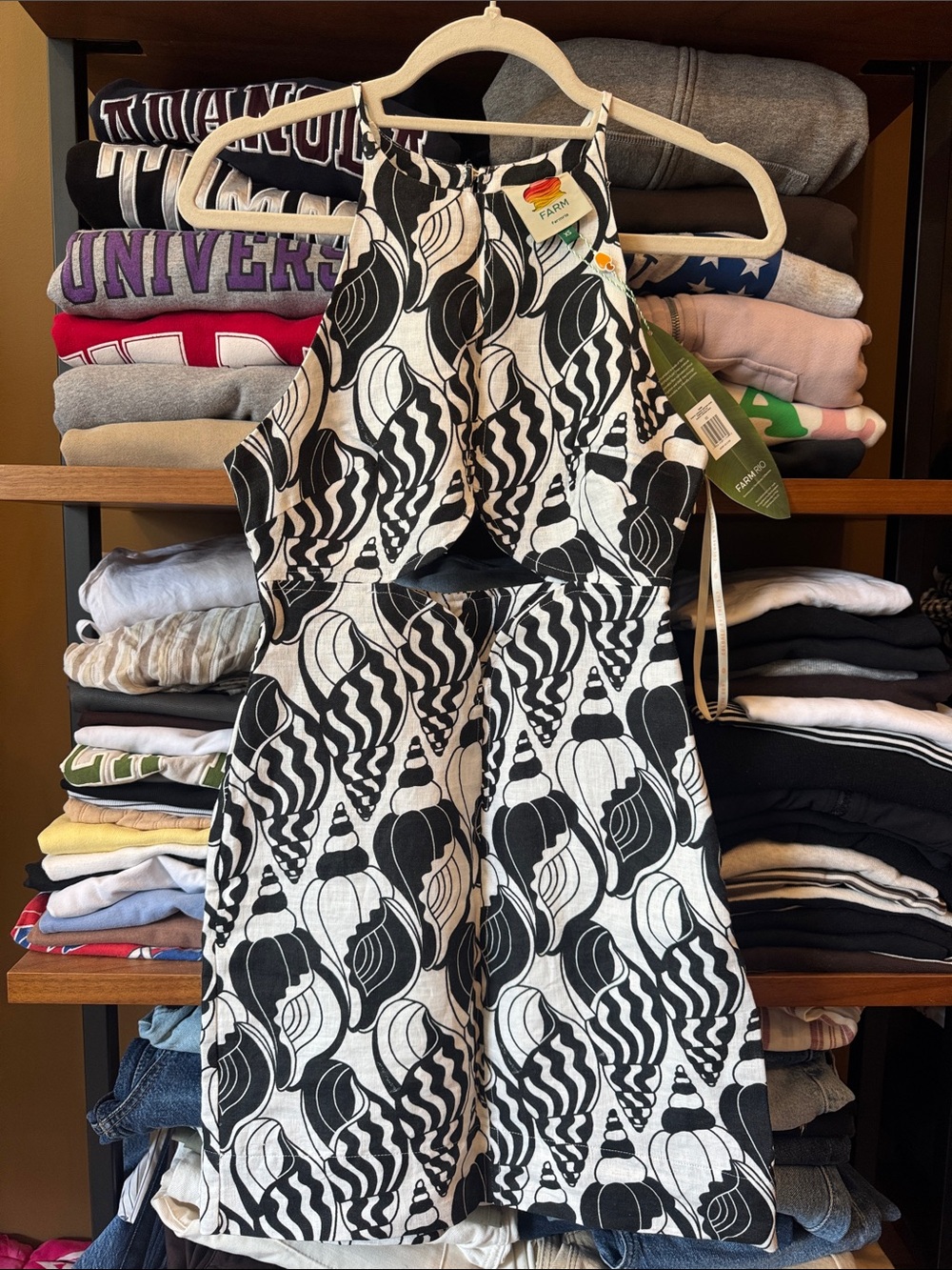 Black & White Halter Cutout dress by Farm Rio - Picture 1 of 1